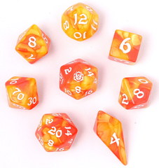 Hymgho Dice: 8 Set Polyhedral Wyrmforged Rollers Rounded Resin Fae Candy HY02006